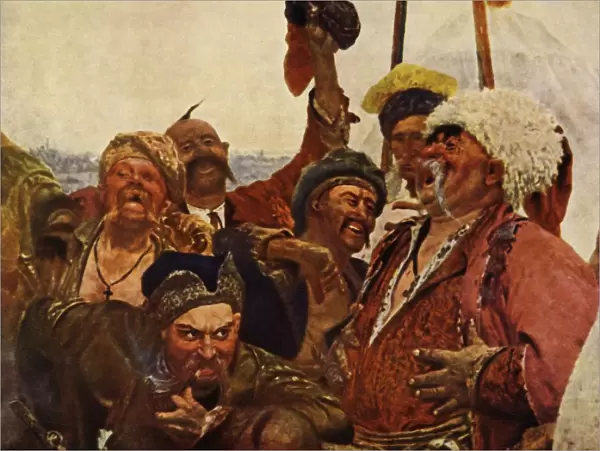 Detail of the Zaporozhets writing a letter to the Turkish Sultan, 1880-1890, (1965)