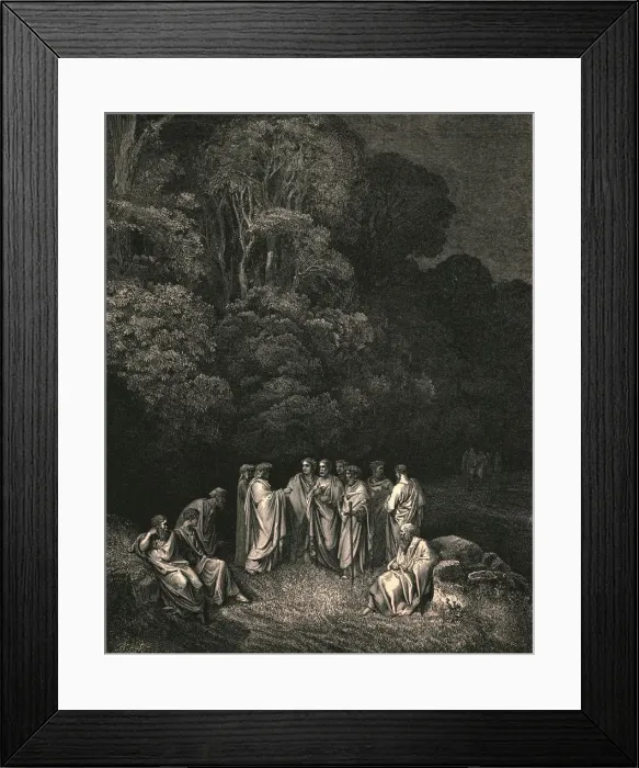 Framed Print : So I beheld united the bright school of him the monarch of sublimest song, c1890 Framed Print : So I beheld united the bright school of him the monarch of sublimest song, c1890