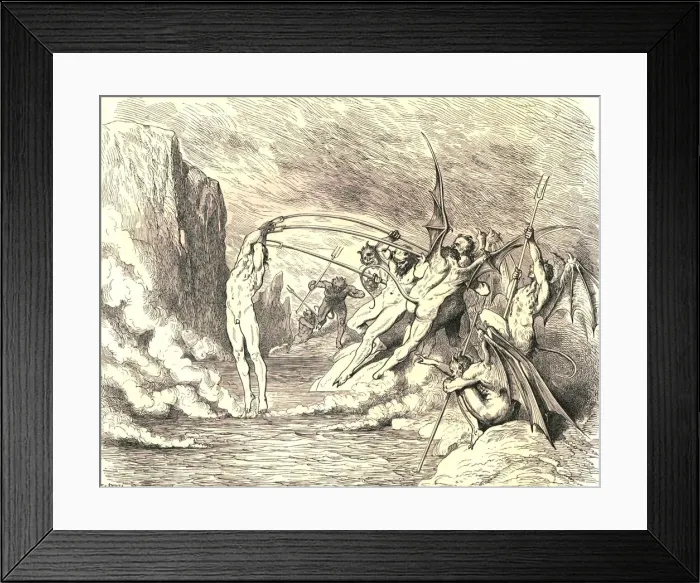 Framed Print : This said, they grappled him with more than hundred hooks, c1890. Creator: Gustave Doré Framed Print : This said, they grappled him with more than hundred hooks, c1890. Creator: Gustave Doré