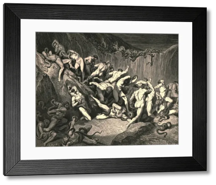 Framed Print : Amid this dread exuberance of woe ran naked spirits wing d with horrid fear, c1890 Framed Print : Amid this dread exuberance of woe ran naked spirits wing d with horrid fear, c1890