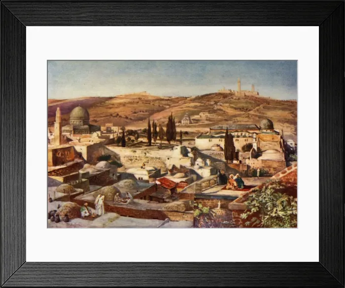 Framed Print : The Temple Area and the Mount of Olives from Mount Zion, 1902. Creator: John Fulleylove Framed Print : The Temple Area and the Mount of Olives from Mount Zion, 1902. Creator: John Fulleylove
