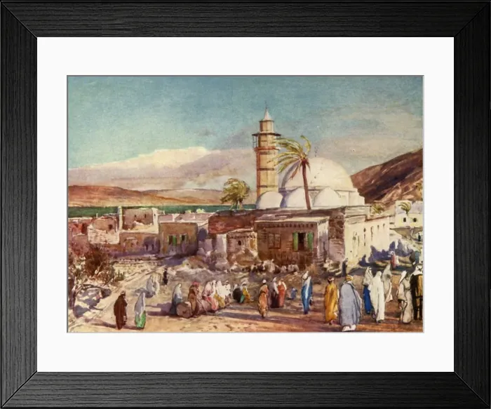 Framed Print : The Mosque at Tiberias and the Lake of Galilee, 1902. Creator: John Fulleylove Framed Print : The Mosque at Tiberias and the Lake of Galilee, 1902. Creator: John Fulleylove