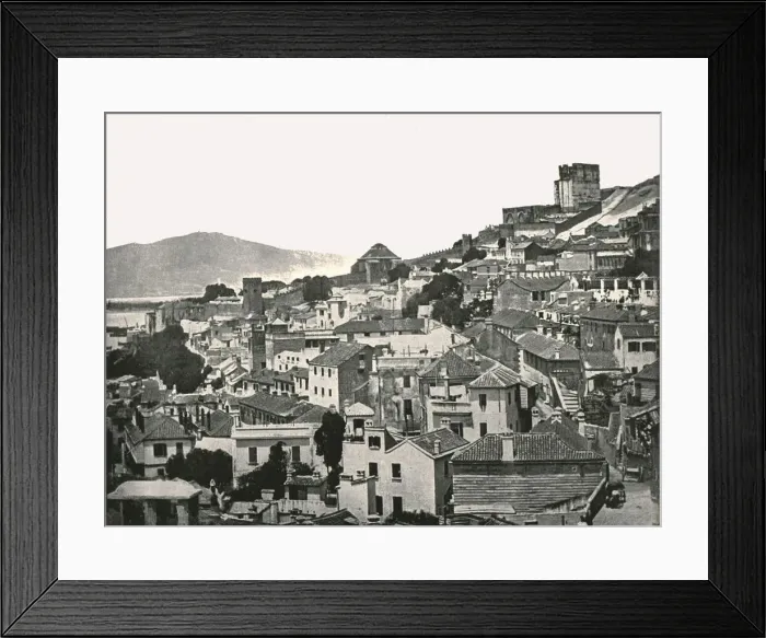 Framed Print : View of the town, Gibraltar, 1895. Creator: W &s Ltd Framed Print : View of the town, Gibraltar, 1895. Creator: W &s Ltd