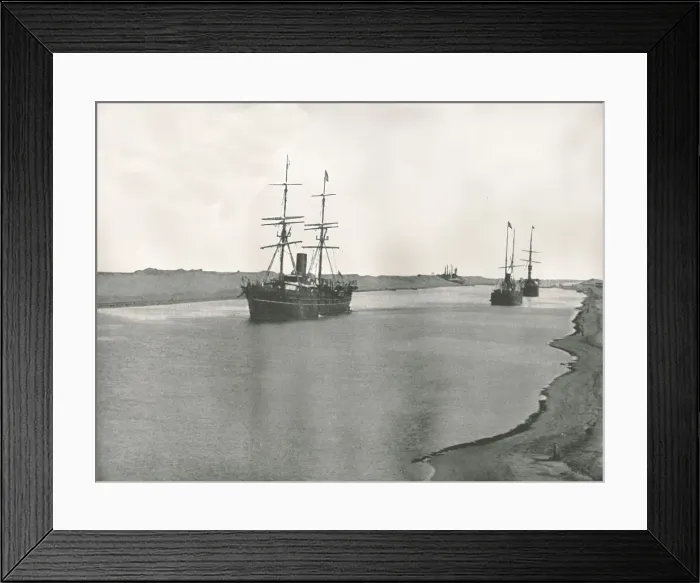 Framed Print : Ships on the Suez Canal, Kantara, Egypt, 1895. Creator: W &s Ltd Framed Print : Ships on the Suez Canal, Kantara, Egypt, 1895. Creator: W &s Ltd