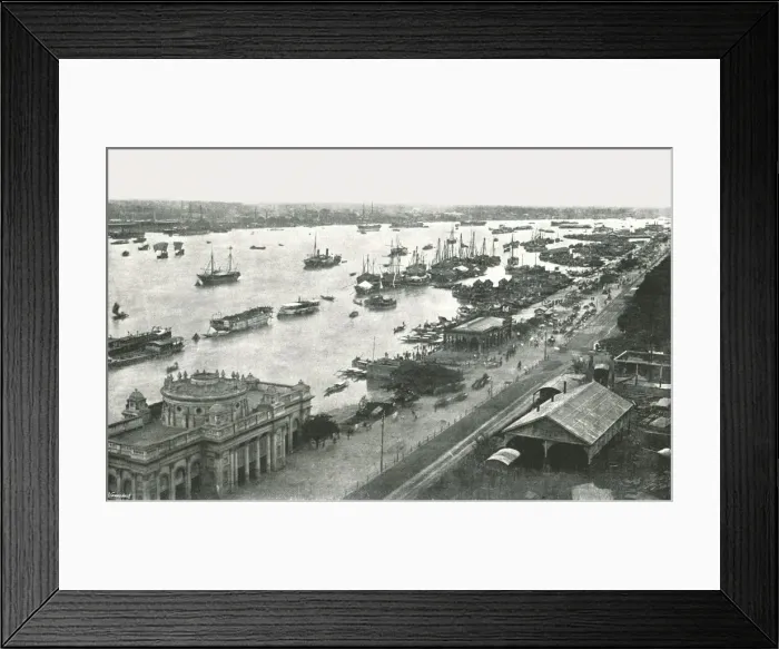 Framed Print : View from the Hooghly Bridge, Calcutta, India, 1895. Creator: Unknown Framed Print : View from the Hooghly Bridge, Calcutta, India, 1895. Creator: Unknown