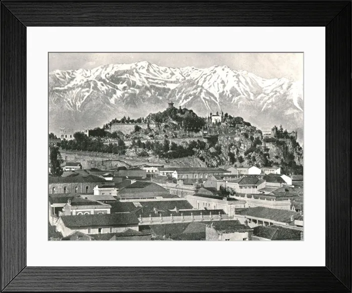 Framed Print : The hill of Santa Lucia with the Andes in the background, Santiago, Chile, 1895. Creator: Unknown Framed Print : The hill of Santa Lucia with the Andes in the background, Santiago, Chile, 1895. Creator: Unknown