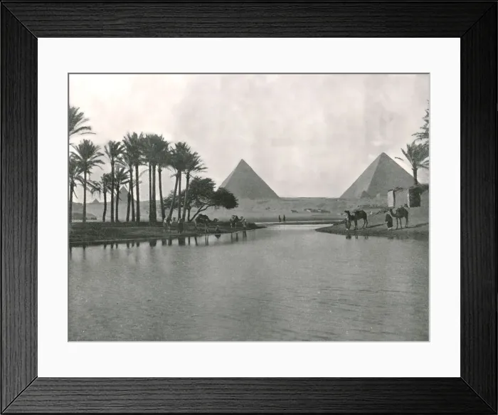 Framed Print : The Pyramids and the Nile, Gizeh, Egypt, 1895. Creator: W &s Ltd Framed Print : The Pyramids and the Nile, Gizeh, Egypt, 1895. Creator: W &s Ltd