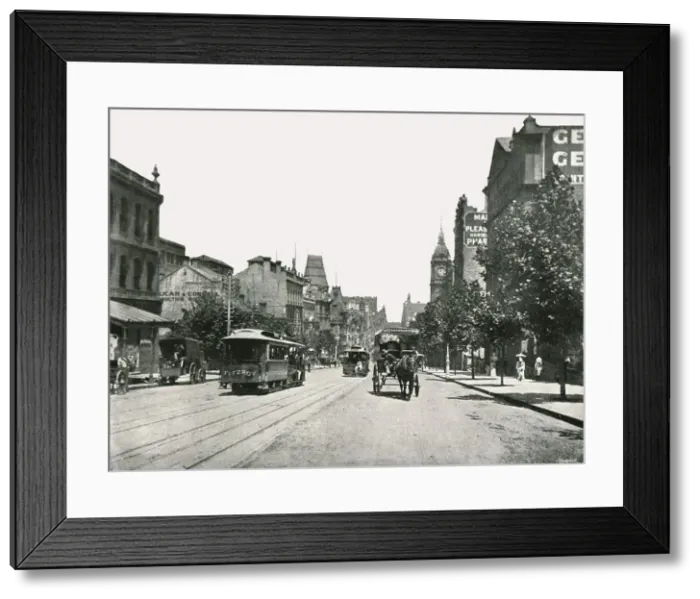 Framed Print : Collins Street, looking west from Russell Street, Melbourne, Australia, 1895. Creator Framed Print : Collins Street, looking west from Russell Street, Melbourne, Australia, 1895. Creator