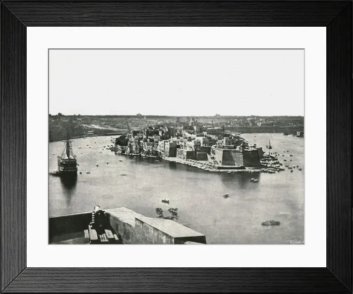 Framed Print : View of the harbour, Valletta, Malta, 1895. Creator: Unknown Framed Print : View of the harbour, Valletta, Malta, 1895. Creator: Unknown