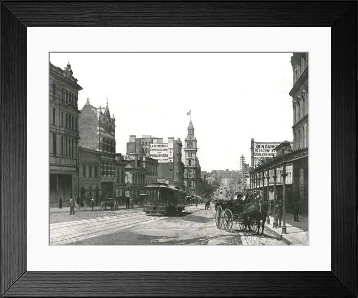 Framed Print : Bourke Street looking east, Melbourne, Australia, 1895. Creator: York & Son Framed Print : Bourke Street looking east, Melbourne, Australia, 1895. Creator: York & Son