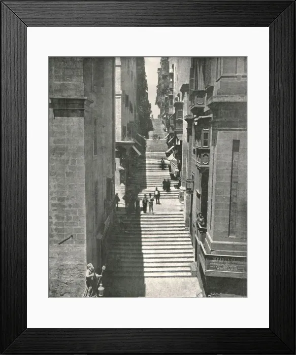 Framed Print : A steep street in Valletta, Malta, 1895. Creator: W &s Ltd