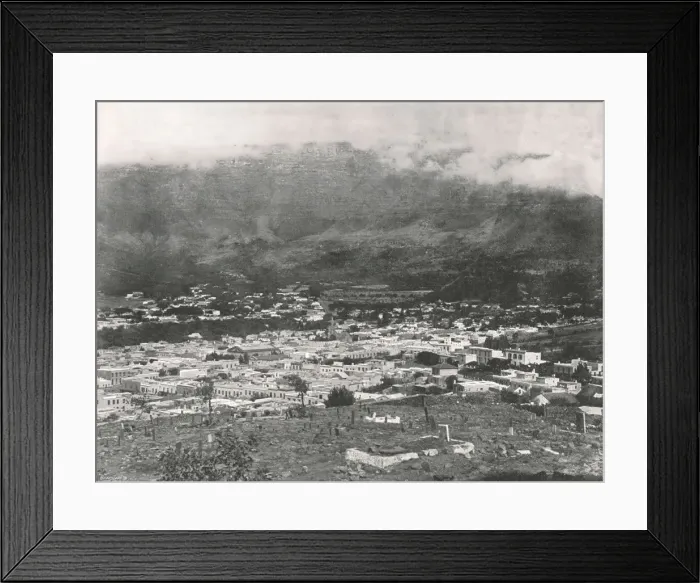 Framed Print : General view showing Table Mountain wreathed in vapour, Cape Town, South Africa, 1895 Framed Print : General view showing Table Mountain wreathed in vapour, Cape Town, South Africa, 1895