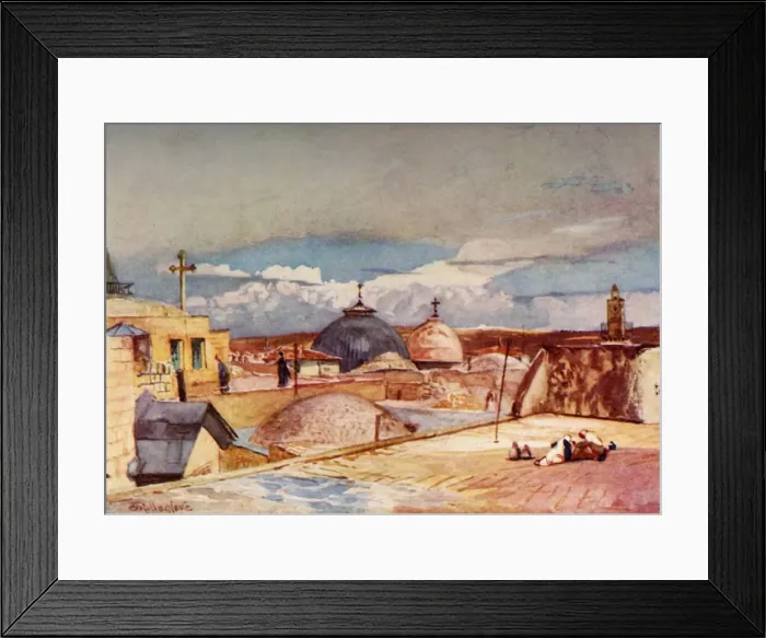 Framed Print : The Domes of the Holy Sepulchre from a House-Top on Mount Zion, 1902. Creator: John Fulleylove Framed Print : The Domes of the Holy Sepulchre from a House-Top on Mount Zion, 1902. Creator: John Fulleylove
