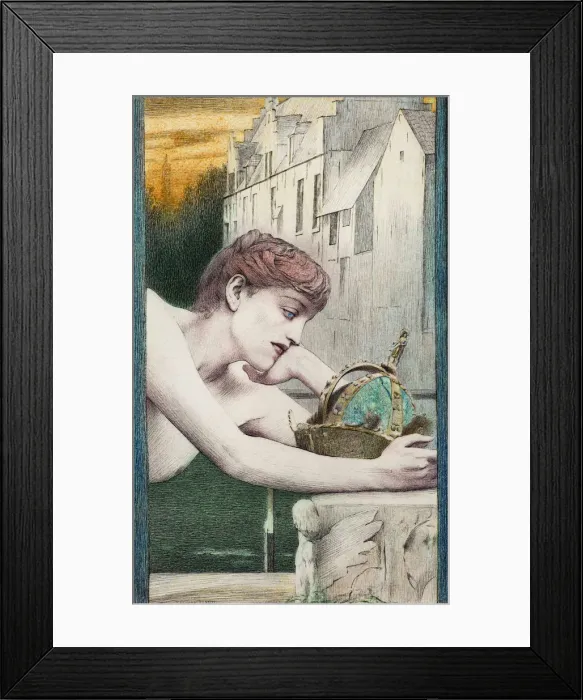 Framed Print : Une ville morte. Avec Georges Rodenbach, 1889. Creator: Khnopff, Fernand (1858-1921) Framed Print : Une ville morte. Avec Georges Rodenbach, 1889. Creator: Khnopff, Fernand (1858-1921)