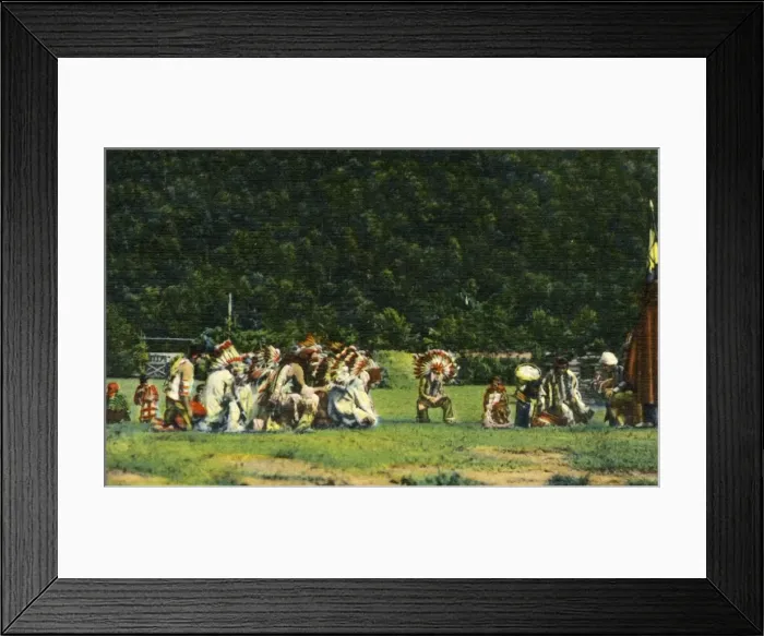 Framed Print : Cherokee Indians in Full Native Costume in one of their Ceremonial Dances - On Cherokee Framed Print : Cherokee Indians in Full Native Costume in one of their Ceremonial Dances - On Cherokee