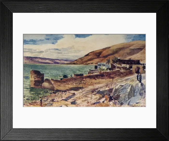 Framed Print : The Lake of Galilee, Looking South from Tiberias, 1902. Creator: John Fulleylove Framed Print : The Lake of Galilee, Looking South from Tiberias, 1902. Creator: John Fulleylove