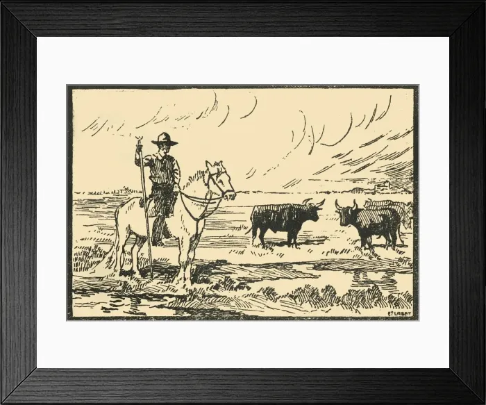 Framed Print : Paysage De Camargue - View of Camargue, c1920s. Creator: E Laget Framed Print : Paysage De Camargue - View of Camargue, c1920s. Creator: E Laget