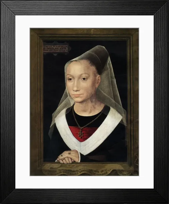 Framed Print : Portrait of Marie, daughter of Willem Moreel, 1480. Creator: Hans Memling Framed Print : Portrait of Marie, daughter of Willem Moreel, 1480. Creator: Hans Memling