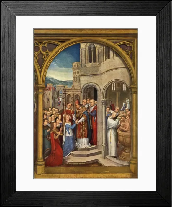Framed Print : The Arrival in Rome, 1489. Creator: Hans Memling Framed Print : The Arrival in Rome, 1489. Creator: Hans Memling