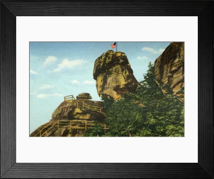 Framed Print : Chimney Rock and Rock Pile, Western North Carolina, 1942. Creator: Unknown Framed Print : Chimney Rock and Rock Pile, Western North Carolina, 1942. Creator: Unknown