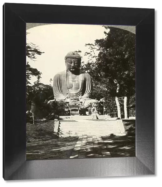 Colossal statue of Buddha, reverenced by the Japanese, in a sylvan Temple, Kamakura, Japan, c1900