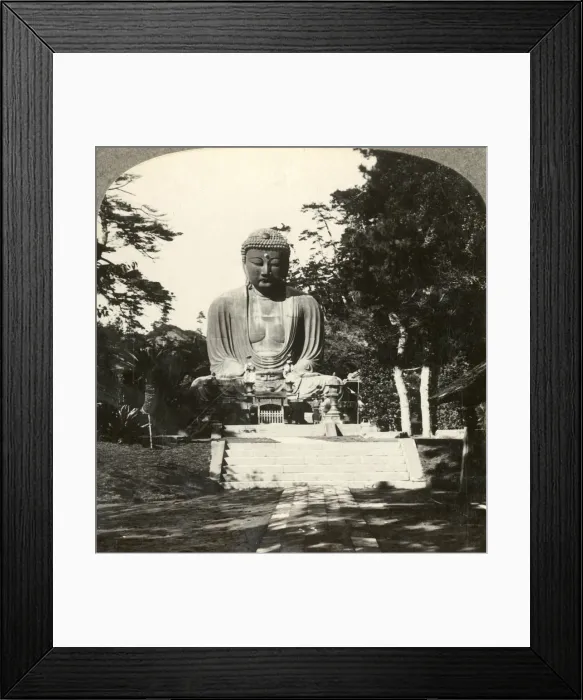 Framed Print : Colossal statue of Buddha, reverenced by the Japanese, in a sylvan Temple, Kamakura, Japan, c1900