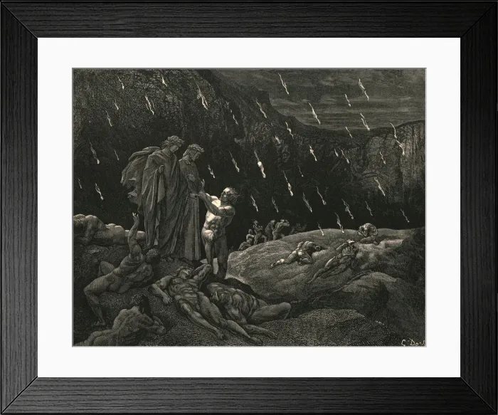 Framed Print : Sir! Brunetto! And are ye here?, c1890. Creator: Gustave Doré Framed Print : Sir! Brunetto! And are ye here?, c1890. Creator: Gustave Doré