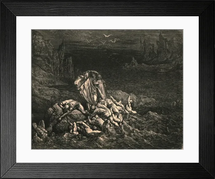 Framed Print : Now seest thou, son! The souls of those, whom anger overcame, c1890. Creator: Gustave Doré Framed Print : Now seest thou, son! The souls of those, whom anger overcame, c1890. Creator: Gustave Doré