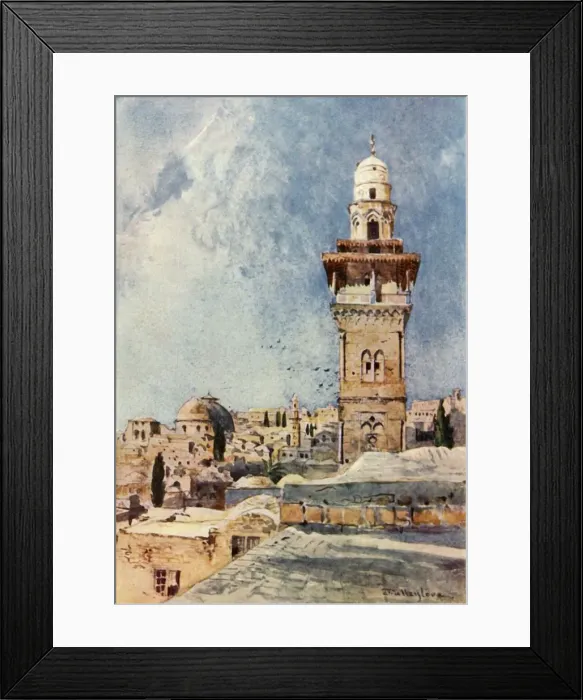 Framed Print : A Minaret in the North-Western Corner of the Temple Area, 1902. Creator: John Fulleylove Framed Print : A Minaret in the North-Western Corner of the Temple Area, 1902. Creator: John Fulleylove