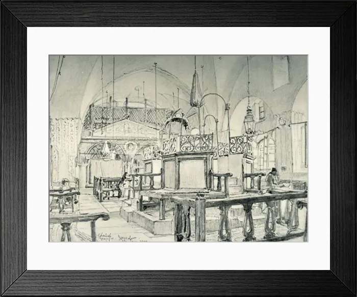 Framed Print : Spanish Synagogue in Jerusalem - Interior, 1902. Creator: John Fulleylove Framed Print : Spanish Synagogue in Jerusalem - Interior, 1902. Creator: John Fulleylove