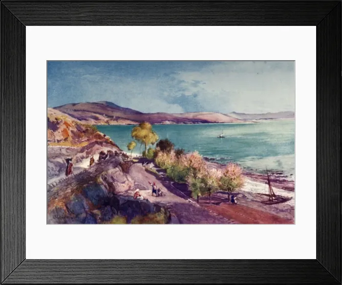 Framed Print : The Lake of Galilee, Looking North from Tiberias, 1902. Creator: John Fulleylove Framed Print : The Lake of Galilee, Looking North from Tiberias, 1902. Creator: John Fulleylove