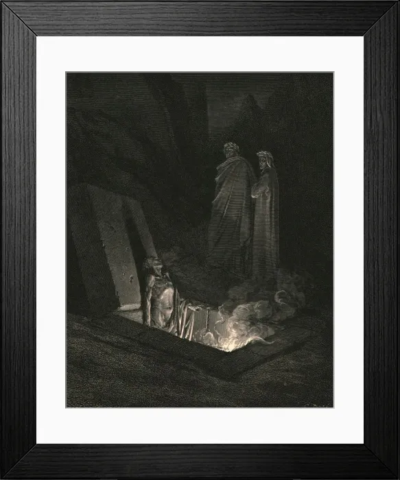 Framed Print : He, soon as there I stood at the tombs foot, ey d me a space, c1890. Creator: Gustave Doré