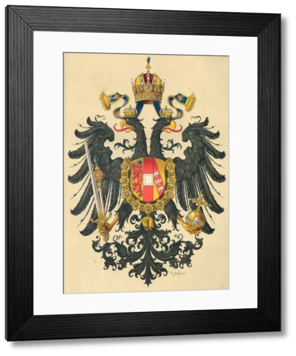 Framed Print : Small coat of arms of the Empire of Austria, 1890. Creator: Strohl, Hugo Gerard (1851-1919) Framed Print : Small coat of arms of the Empire of Austria, 1890. Creator: Strohl, Hugo Gerard (1851-1919)