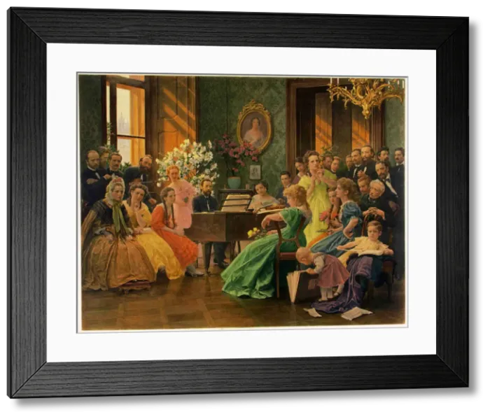 Framed Print : Bedrich Smetana in circle of friends in 1865, 1923. Creator: Dvorak, Franz (Frantisek) (1862-1927) Framed Print : Bedrich Smetana in circle of friends in 1865, 1923. Creator: Dvorak, Franz (Frantisek) (1862-1927)
