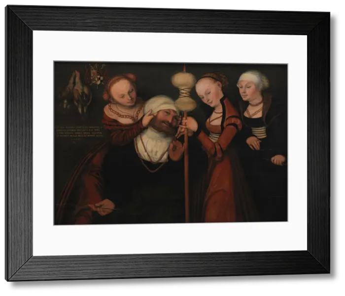 Framed Print : Hercules and Omphale. Creator: Cranach, Lucas, the Elder (1472-1553) Framed Print : Hercules and Omphale. Creator: Cranach, Lucas, the Elder (1472-1553)