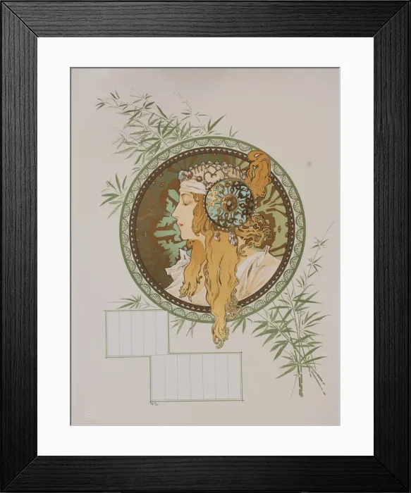 Framed Print : Byzantine Heads: Blonde (Calendar), 1897. Creator: Mucha, Alfons Marie (1860-1939) Framed Print : Byzantine Heads: Blonde (Calendar), 1897. Creator: Mucha, Alfons Marie (1860-1939)