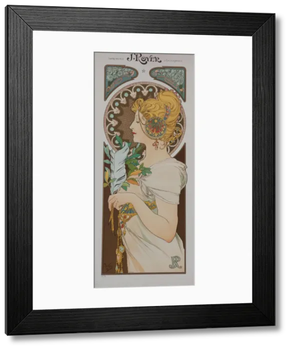 Framed Print : La Plume, 1899. Creator: Mucha, Alfons Marie (1860-1939) Framed Print : La Plume, 1899. Creator: Mucha, Alfons Marie (1860-1939)
