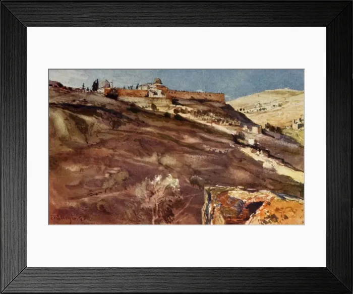 Framed Print : Jerusalem. - South Wall of the Temple Area, from the Valley of Hinnom, at Sunset, 1902 Framed Print : Jerusalem. - South Wall of the Temple Area, from the Valley of Hinnom, at Sunset, 1902
