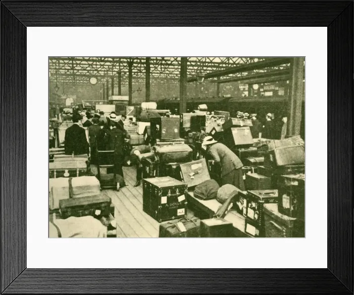 Framed Print : Piles of Luggage at Charing Cross Station, 1930. Creator: Unknown Framed Print : Piles of Luggage at Charing Cross Station, 1930. Creator: Unknown