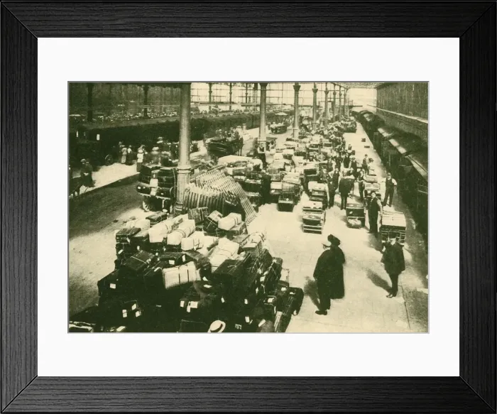Framed Print : Passengers Luggage at Talbot Road Station, Blackpool, in the Holiday Season, 1930 Framed Print : Passengers Luggage at Talbot Road Station, Blackpool, in the Holiday Season, 1930