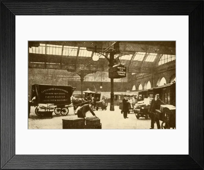 Framed Print : Overhead Electric Parcel Carrier, Victoria Station, Manchester, 1930. Creator: Unknown Framed Print : Overhead Electric Parcel Carrier, Victoria Station, Manchester, 1930. Creator: Unknown