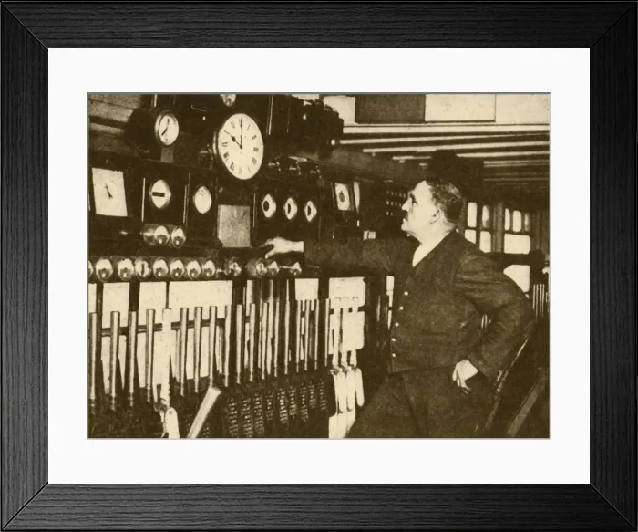 Framed Print : Recording Daily Time Signal at Liverpool Street Station, London and North Eastern Railway, 1930