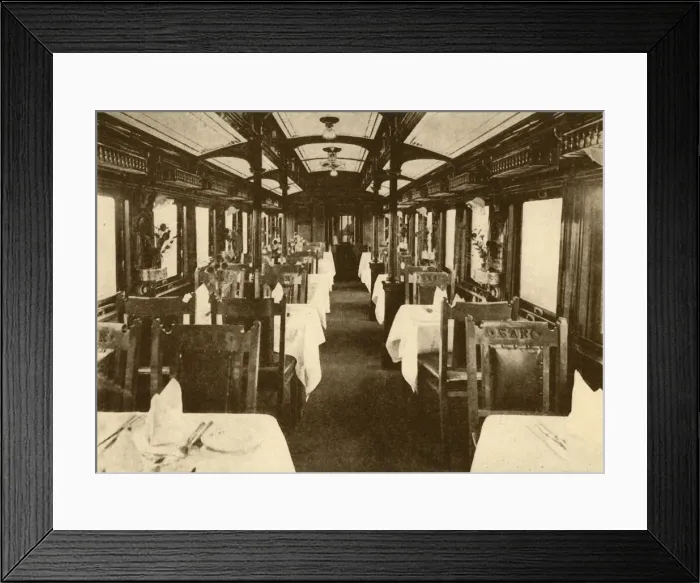Framed Print : Restaurant Car on a Long-Distance Train, South African Railways, 1930. Creator: Unknown Framed Print : Restaurant Car on a Long-Distance Train, South African Railways, 1930. Creator: Unknown