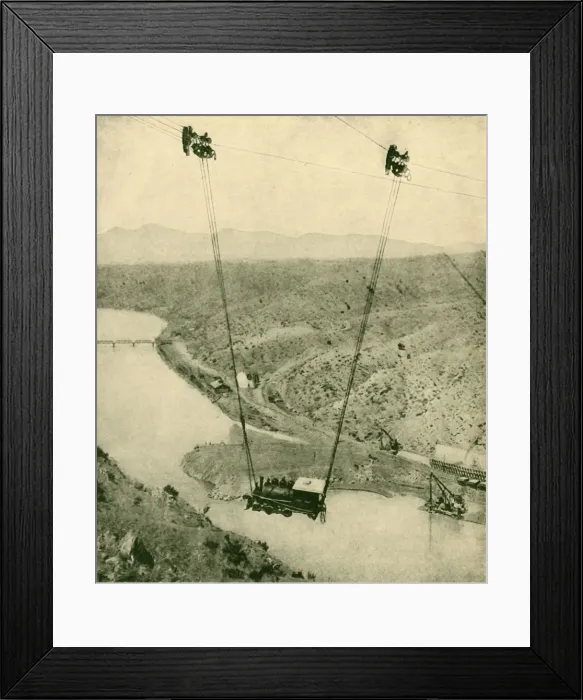 Framed Print : A Contractors Engine Being Swung Across A Canyon, Rio Grande River, New Mexico, 1930 Framed Print : A Contractors Engine Being Swung Across A Canyon, Rio Grande River, New Mexico, 1930