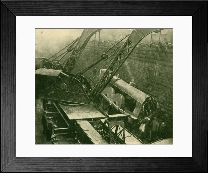 Framed Print : Cranes At Work After An Accident, 1930. Creator: Unknown Framed Print : Cranes At Work After An Accident, 1930. Creator: Unknown