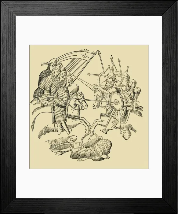 Framed Print : Crusaders and Saracens in Battle, c1930. Creator: Unknown Framed Print : Crusaders and Saracens in Battle, c1930. Creator: Unknown