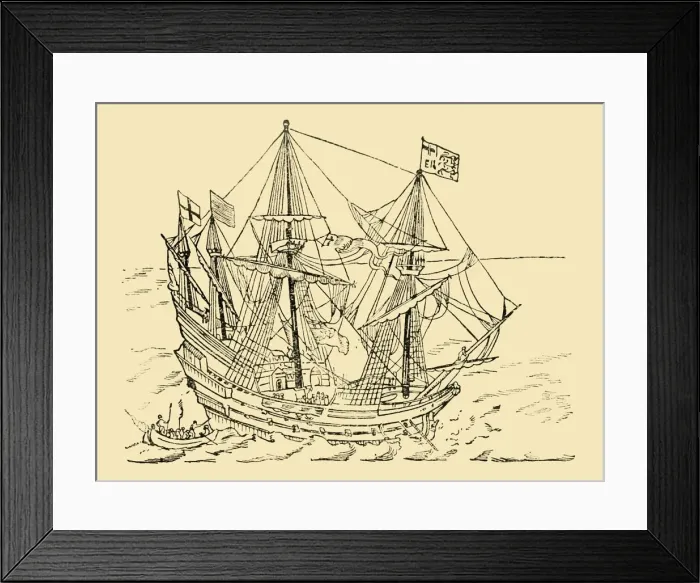 Framed Print : An English Ship in the Armada Fight, c1930. Creator: Unknown Framed Print : An English Ship in the Armada Fight, c1930. Creator: Unknown