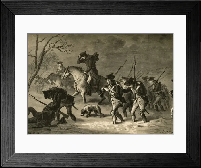 Framed Print : The March of the Valley Forge, (1877). Creator: Albert Bobbett Framed Print : The March of the Valley Forge, (1877). Creator: Albert Bobbett