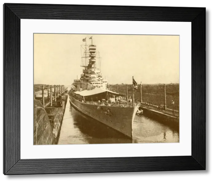 Framed Print : H. M. S. Renown Passing Through the Panama Canal with the Duke and Duchess Framed Print : H. M. S. Renown Passing Through the Panama Canal with the Duke and Duchess