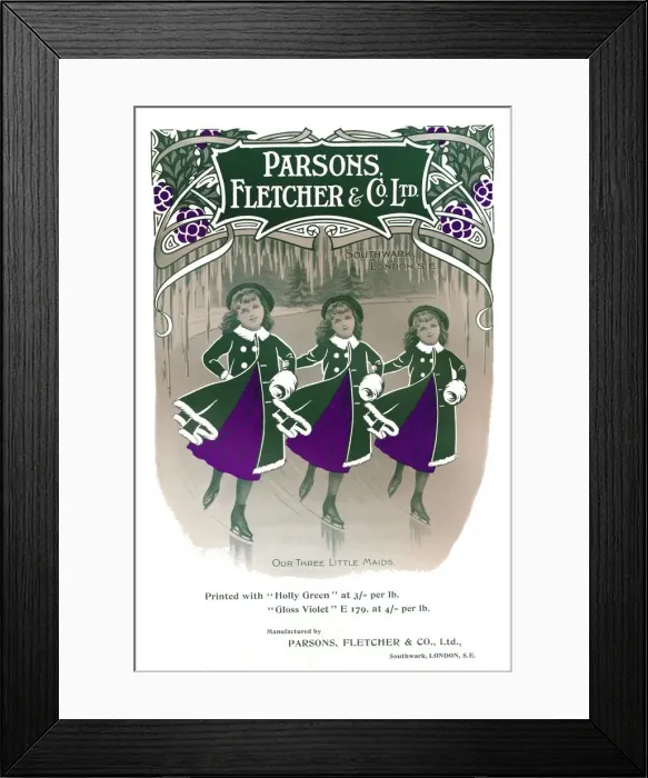 Framed Print : Our Three Little Maids - Parsons, Fletcher & Co. Ltd advertisement, 1909. Creator: Unknown Framed Print : Our Three Little Maids - Parsons, Fletcher & Co. Ltd advertisement, 1909. Creator: Unknown